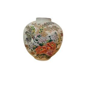 Seizan Gama Japanese Crackle glazed Ceramic Floral Vase Ginger Jar approx 6.5"H